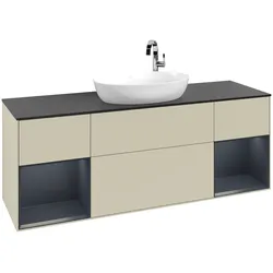 Villeroy & Boch Waschbeckenunterschrank Finion F98, Silk Grey Matt Lacquer / Midnight Blue Matt Lacquer, 1600x603x501 mm, mit Beleuchtung und SoftClosing