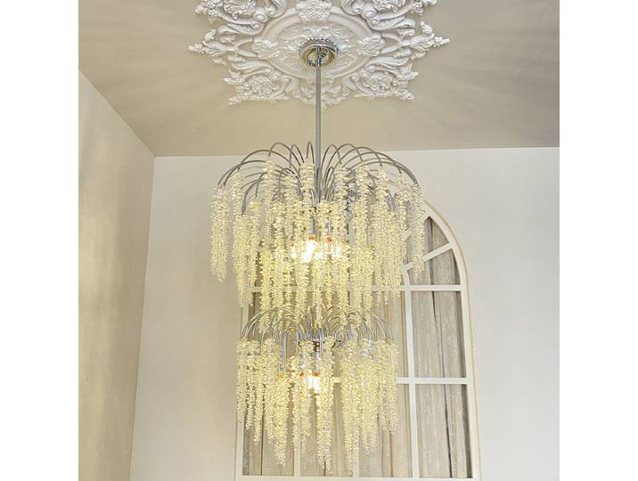 Lustre en cristal de luxe pour appartement duplex, lampe de luxe pour escalier, villa haut de gamme, salon, lustre de plafond LED à branches