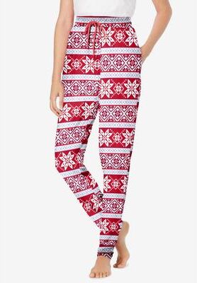 Plus Size Women's Relaxed Pajama Pant by Dreams & Co. in Classic Red Fair Isle (Size 22/24) Pajama Bottoms
