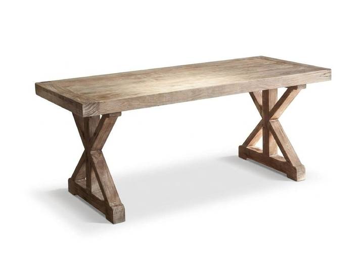 Xlmoebel Esstisch Massivholz Esstisch Landhausstil Rustikal Holz Tisch mit Kreuzgestell (1-St., 1-tlg)