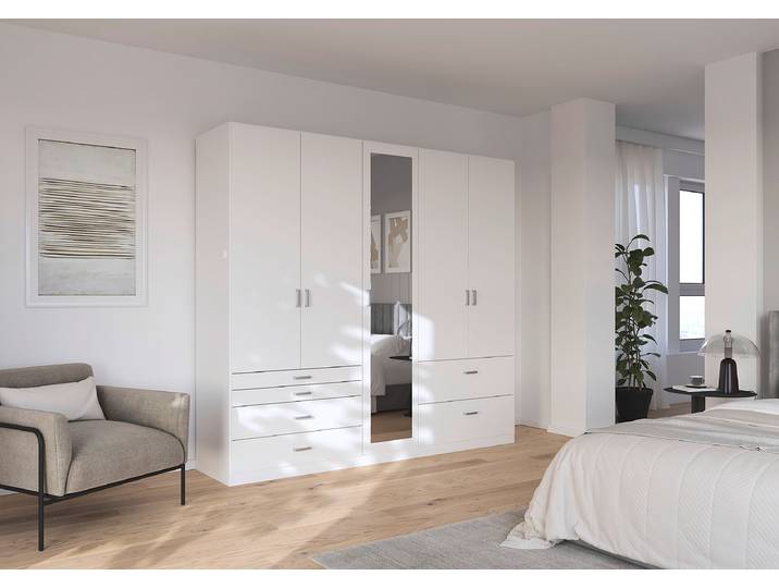 Drehtürenschrank Luna 226 x 210cm Weiß/Alpinweiß