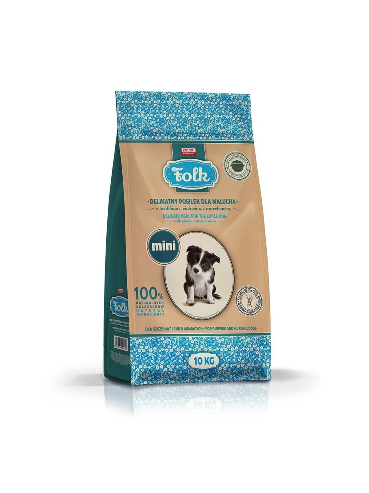 Folk Junior kleine Rassen Sanfte Mahlzeit für Welpen mit Kaninchen, Kalbfleisch und Karotte - Trockenfutter für Hunde - 10kg