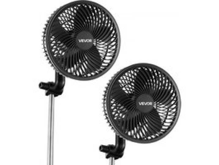 VEVOR Grow Ventilator mit Clip Oszillierend, 10 W-Clip-Ventilator mit USB-C-Anschluss, 9 Geschwindigkeitsstufen & Zirkulationsmodus, Umluftventilator für Umluft & Kühlung in Growbox, Growzelt, 2er-Set
