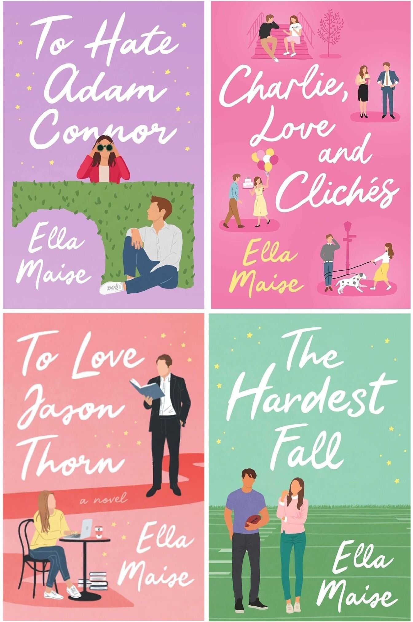 Simon & Schuster Ella Maise Collection 4 Books Set (Charlie Love and Cliches, The Hardest Fall, To Love Jason Thorn, To Hate Adam Connor)