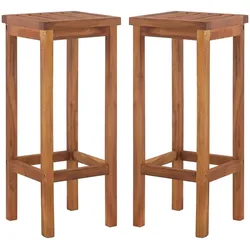 Helloshop26 - 2er-Set Designer-Barhocker Stuhl Sitz massives Akazienholz