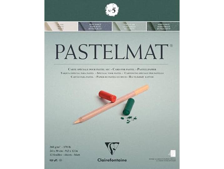 Clairefontaine Pastelmat blok n°5-12 vellen 24x30cm 360g 4 kleuren