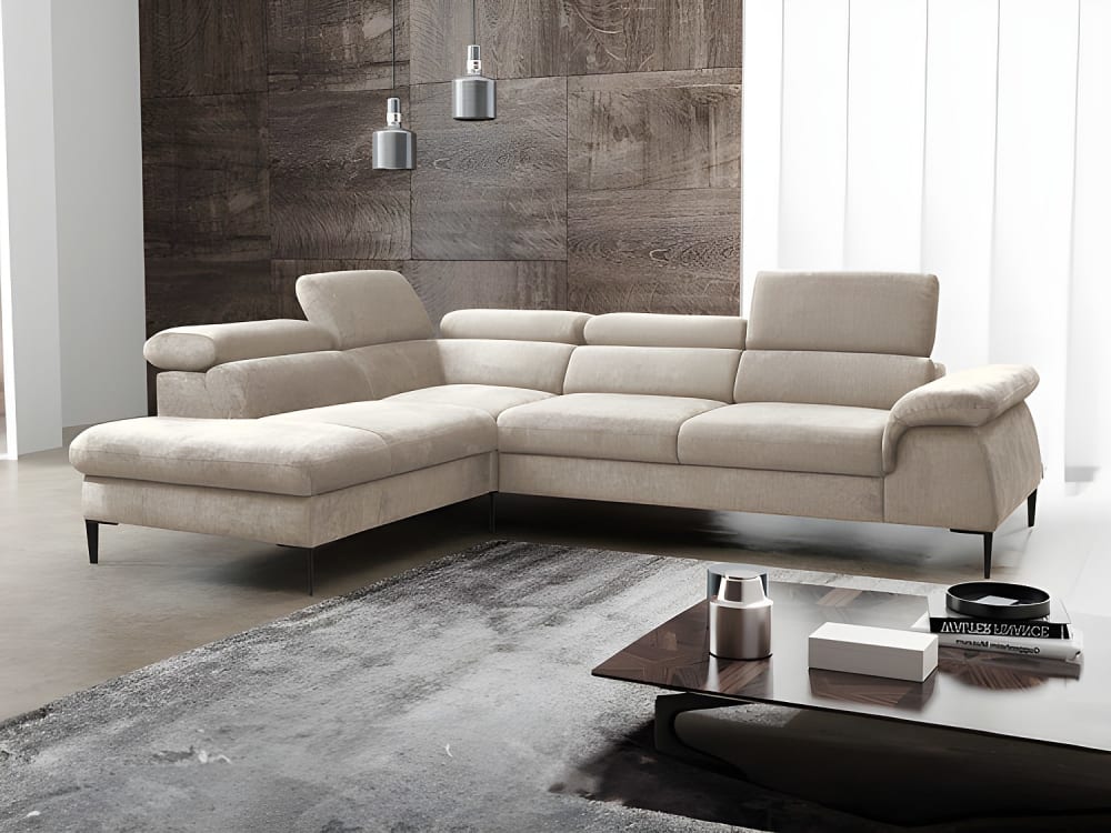 Unique Sofá rinconera terciopelo beige