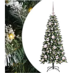 vidaXL, Weihnachtsbaum, Rune (mit LEDs und pinken Kugeln) (120 cm)