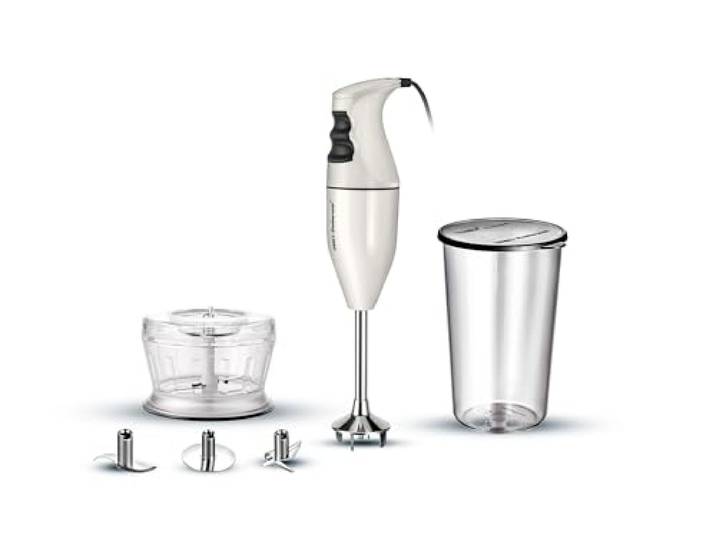 ESGE-Zauberstab 9240024 E 120 Select Creme, Stabmixer, Pürierstab inkl. Multimesser, Schlagscheibe Fleisch- und Gemüsemesser, Zerkleinerer, Messbecher 120 Watt