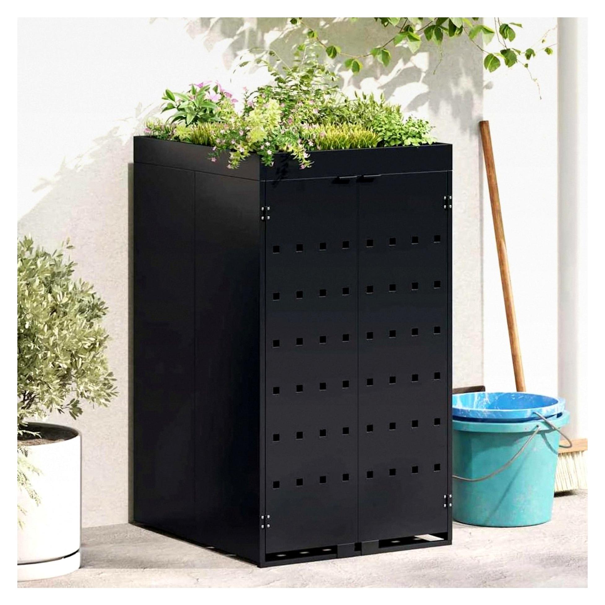 Rollabfallbehälter mit Pflanzdach für 240L Behälter, Mülltonnenbox für Garten und Gewerbeflächen