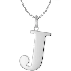 trendor 41780-J Damen-Kette mit Großem Buchstaben J 925 Silber, 70 cm