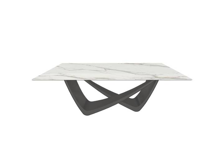 BONTEMPI table fixe rectangulaire avec structure anthracite BACH 53.80 200x100 cm (SuperMarble Calacatta Supreme brillant - Structure en acier [...]