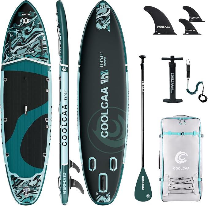Board, 355cm (Extra Groß) Stand Up Paddling Board, Aufblasbares Stand-Up Paddle Board mit 86cm Extra Breit, Fishing Paddleboard mit Zubehör & Tragetasche für Adults, 222 kg