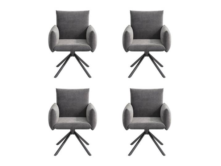 Flieks Esszimmerstuhl 4er Set Drehstuhl Samt Grau Lordosenstütze, 59.5x88x65 cm, Esszimmer, Stühle, Armlehnstühle