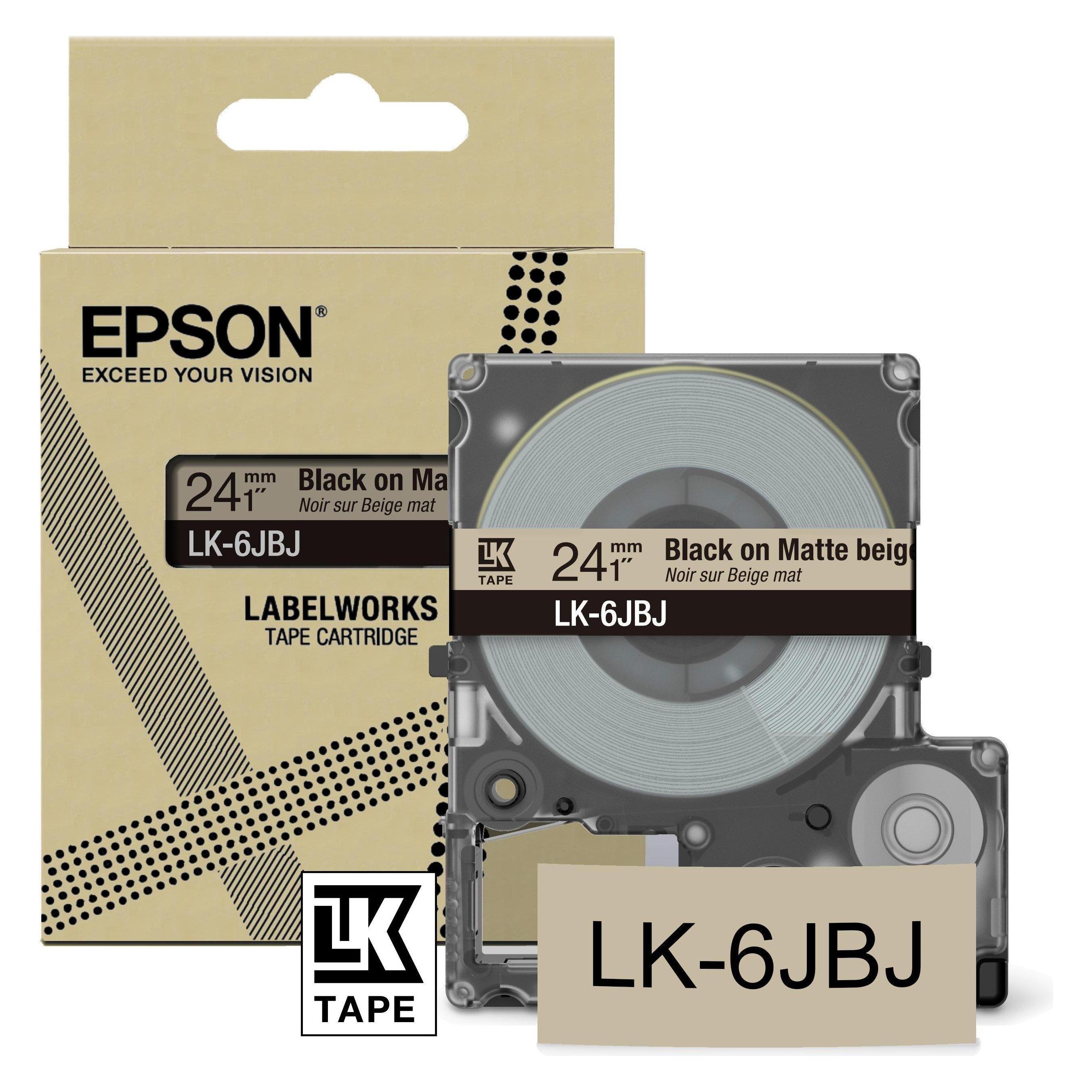 Epson LabelWorks LK-6JBJ - Black on matt (2.40 cm, Schwarz, Beige) (C53S672092)