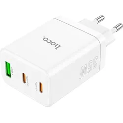Hoco N33, 35W, 3A, 1 x USB-A - 2 x USB-C, weiss (35 W, 3 Ports), USB Ladegerät, Weiss