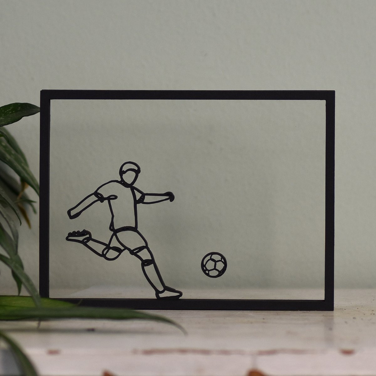 Houten Floating Frame Lijstje met Voetballer Illustratie