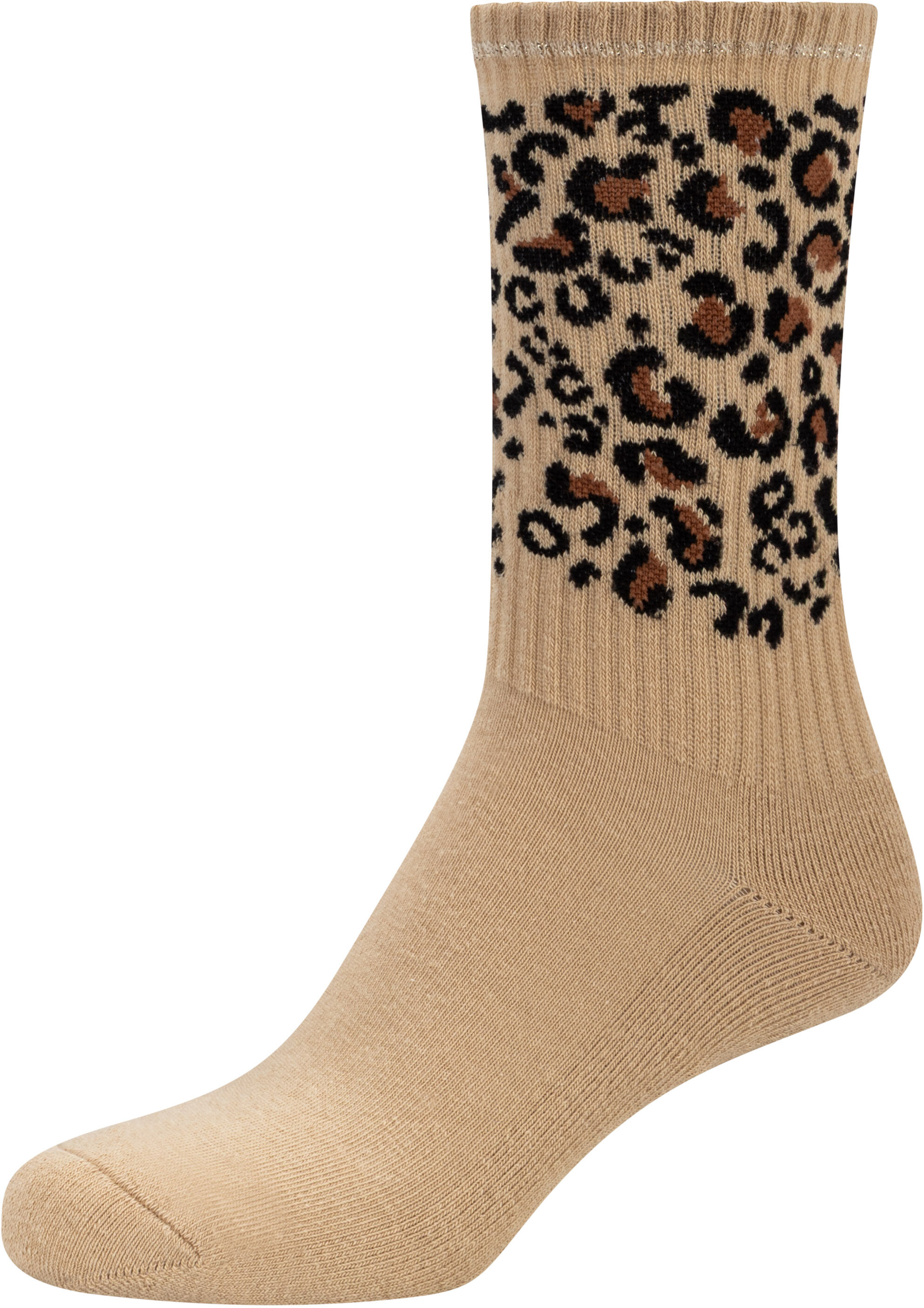 Socken TAMARIS, Damen, Gr. 35-38, Sockengrösse, beige (curds, whey), Obermaterial: 80% Baumwolle, 18% Polyamid, 2% Elasthan, Socken Socken, mit Leo-Muster, für den Alltag, in weicher Rippenqualität curds, whey 35-38, Sockengrösse