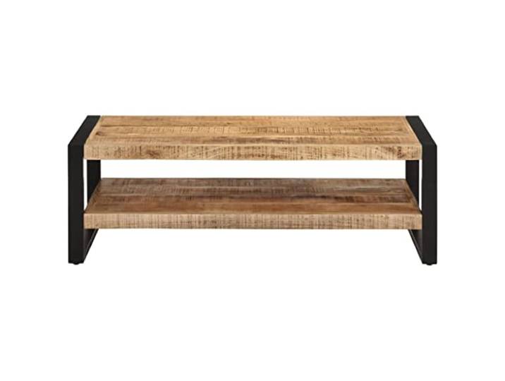 KKgypkn Couchtisch Massivholz Mango 120x55x40 cm 2 Ablagen, Rustikales Design, Einzigartige Holzmaserung, Montageanleitung inklusive