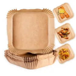 GOURMETmaxx Backpapier Schalen für Heißluft-Fritteusen 200er-Set 20x20x4,5cm braun