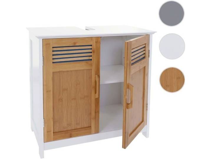 Meuble sous-lavabo HWC-A85 commode / armoire salle de bains 60x62x31cm ~ bambou