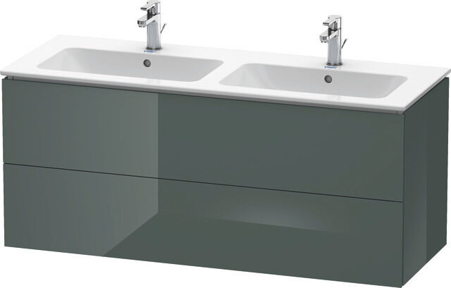 Duravit L-Cube meuble sous-vasque LC625803838 Dolomiti Grey brillant, 129x55x48,1cm, 2 tiroirs