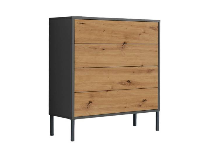 BMG Möbel Kommode Mailand 3 (Schubladenkommode Sideboard Kommode Anrichte, mit hochwertigen Metallfüßen), Push-to-Open-Funktion