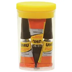 UHU blitzschnell MINIS Sekundenkleber Permanent Flüssig Transparent Flüssig 3 Stück à 1 g