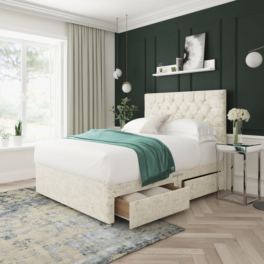 JC Beds Ltd. Upholstered Divan Bed Cream Kingsize (5')