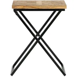 WOMO-DESIGN Beistelltisch Beino 48×35×63 cm, Mangoholz/Metall, Natur/Schwarz, Unikat