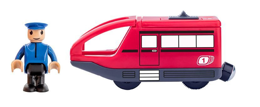 Woody 91908 Moderne locomotief met machinist - Rood