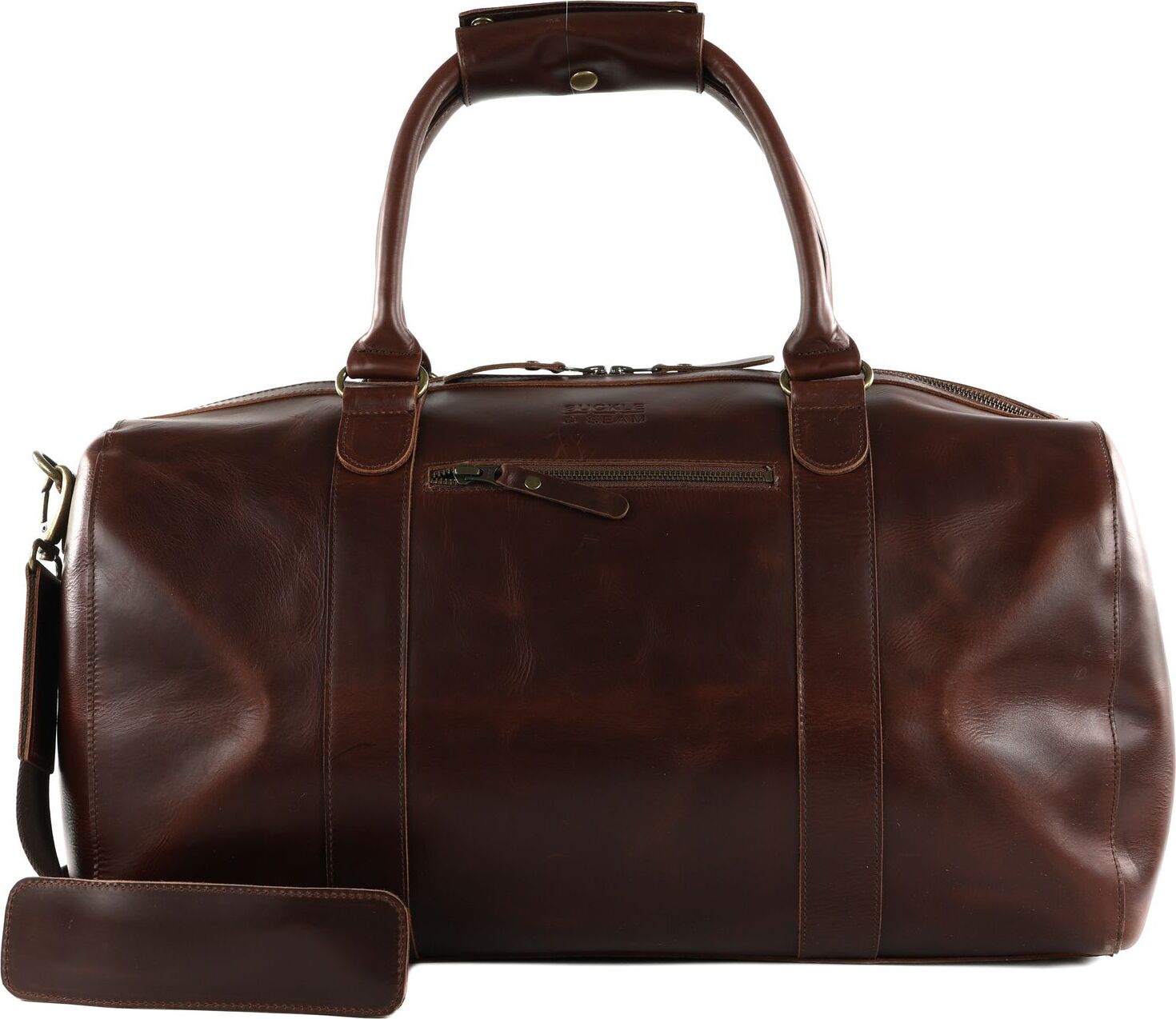 BUCKLE & SEAM Leder Reisetasche Willow New Stripes Weekender Brown dunkelbraun