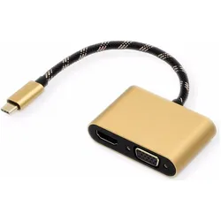 Roline GOLD Display Adapter USB Typ C (HDMI, VGA), Video Adapter, Schwarz, Gold
