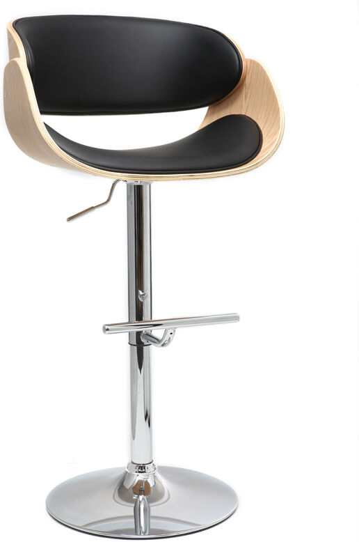 Miliboo Design-Barhocker Schwarz und helles Holz BENT