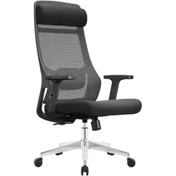 OfficeSense OS110 Ergonomischer Bürostuhl – Mesh Bürostuhl – NEN1335-zertifiziert – Erwachsene – Kopfstütze – Rückenstütze – Schwarz