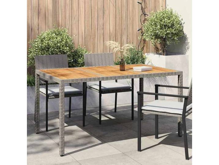 Soldes printemps  Table terrasse - Gris - Table de jardin - 1 PC - Gris 150x90x75 cm polyrotin T224