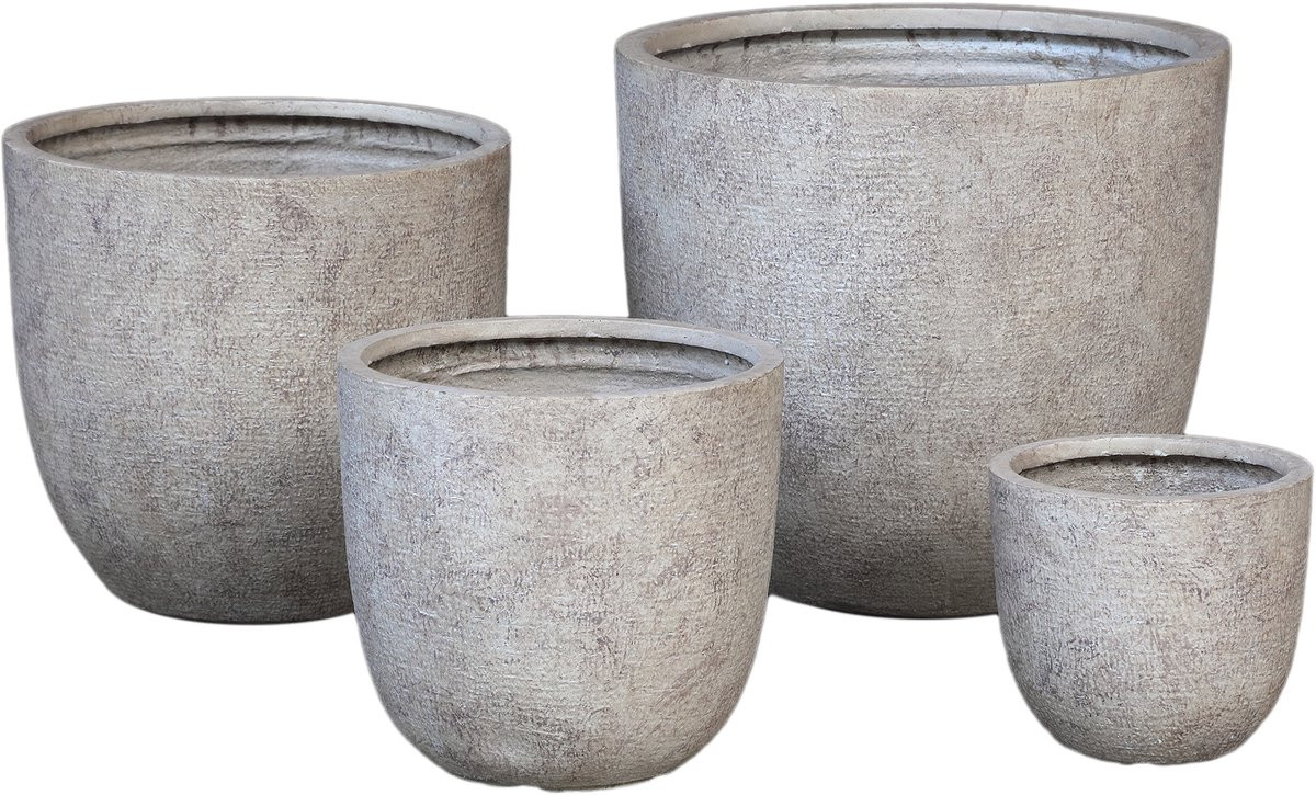 PTMD Salah Antique Rough Pot Round Low - Beige - GRC