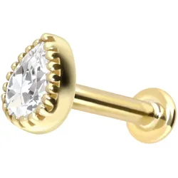 14 Karat Gold Labret mit Innengewinde MOISSANIT-TROPFEN