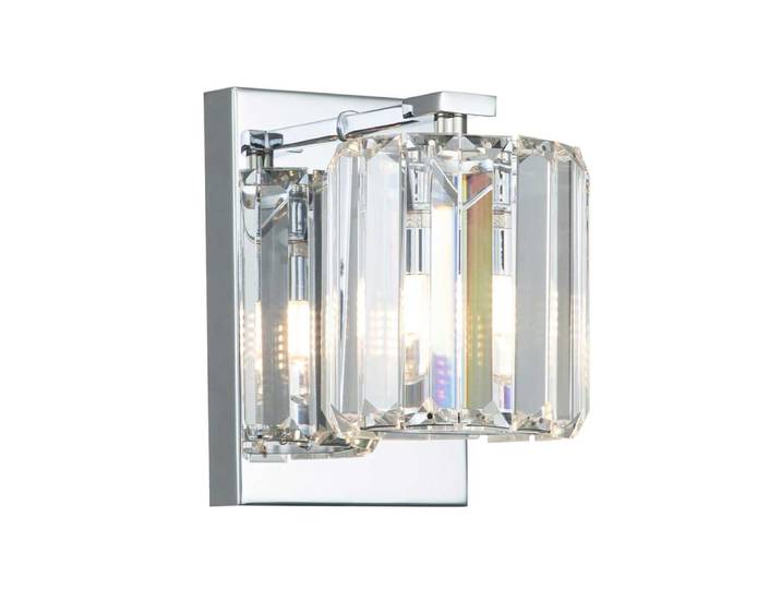 Applique murale en acier, cristal et en verre finition chrome poli