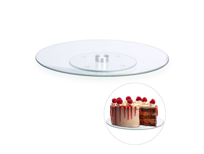 Drehbare Tortenplatte Glas Silber-Transparent
