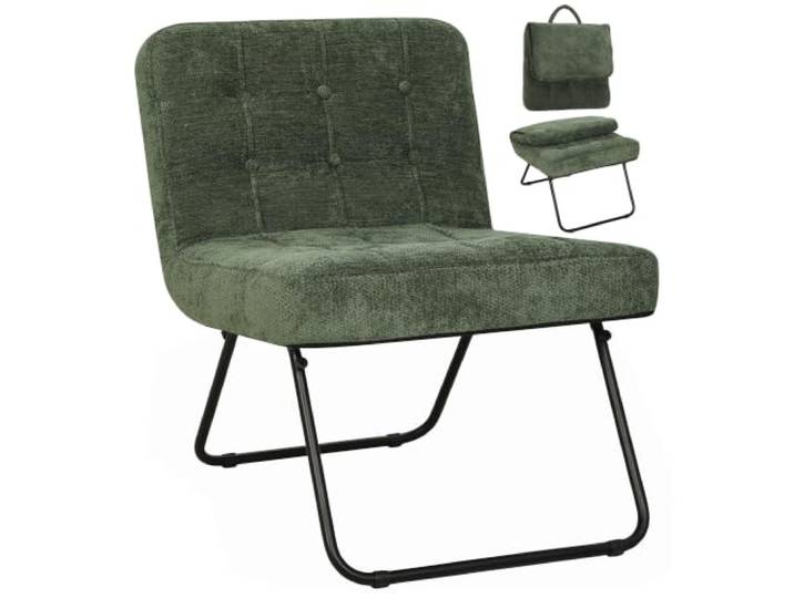 HOMCOM Klappbarer Loungesessel aus Chenille, gepolstert, Hellgrün Moderner Sessel, Rückenlehne, breite Sitzfläche, Lesesessel, Wohnzimmer, Schlafzimmer, Arbeitszimmer