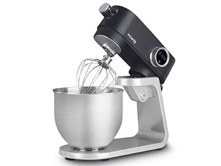 H.Koenig Professional Multifunktionsgerät 5L KM120 INOX Mattgrau Leistungsstarke 800W, Küchenmaschine mit 8 Gängen, Schneebesen, Mixer, Knethaken, Spritzschutz, 800W