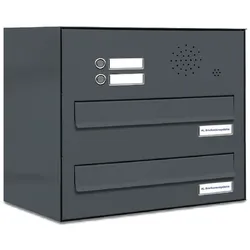 AL Briefkastensysteme 2 Fächer Premium Durchwurf Briefkasten in RAL 7016 Anthrazit Grau, Post A4, robust, wetterfest, Artikelnummer: 132P2DZ1KSP7016