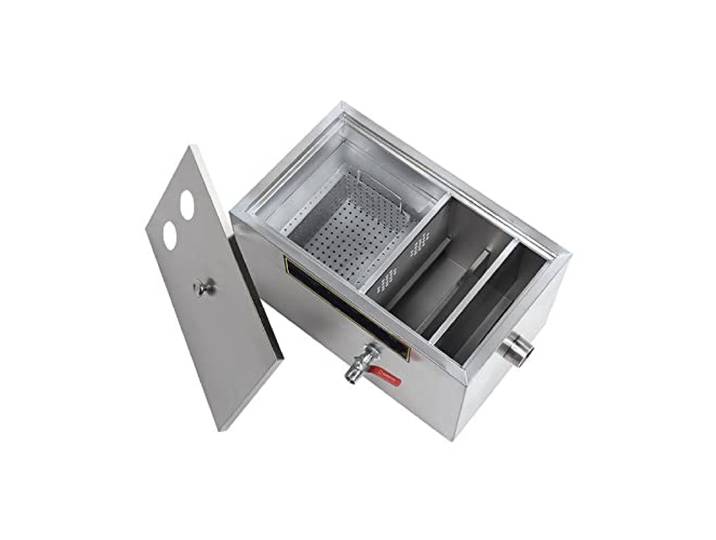 PROPFE Grease Trap Interceptor, Stainless Steel Wastewater Grease Traps Commercial for Under Sink, Commercial Grease Separator Top Inlet for Restaurant Kitchens, Hotels and Buffets, 60 x 30 x 29cm