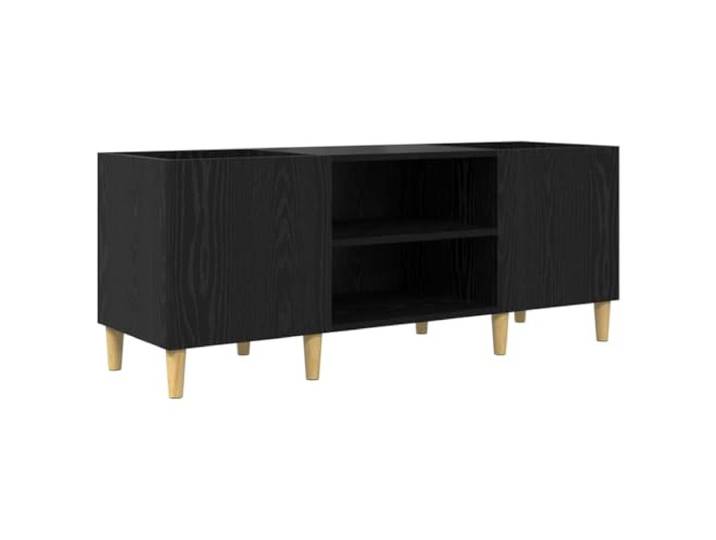 YUTAASU Schallplattenschrank Schwarz Eichen-Optik 121x38x48 cm