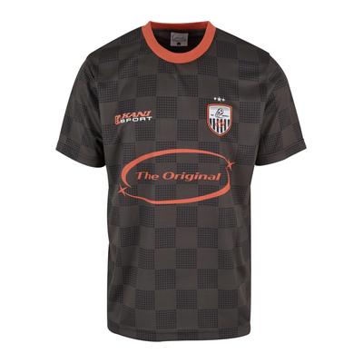 T-Shirt KARL KANI "Karl Kani Karl Kani OG Sport Star Check Trikot", Damen, Gr. L, grau (schwarz, rot), 100% Polyester, bedruckt, normal, Rundhals, Shirts T-Shirt
