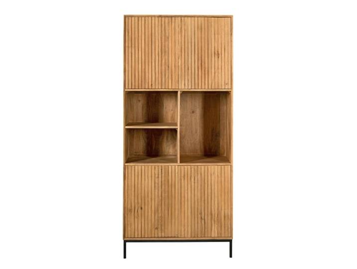 Bibliothèque étagère 4 portes en bois rainuré