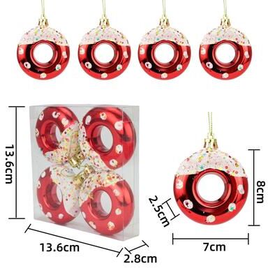 Uplift Picks Christmas Tree Donut Ornaments Set Cute Candy Hanging Decorations red