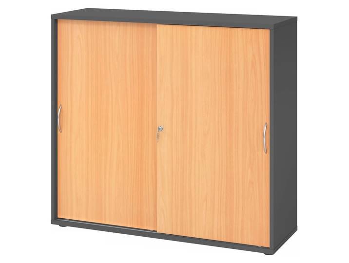 BETA S 1753S Schiebetürenschrank 3 OH Bogengriff Metall Graphit/Buche