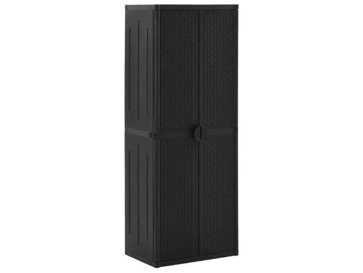 SALE 2025 Armoire de rangement de jardin Noir 65x45x172 cm PP Rotin 18 Kg 9447